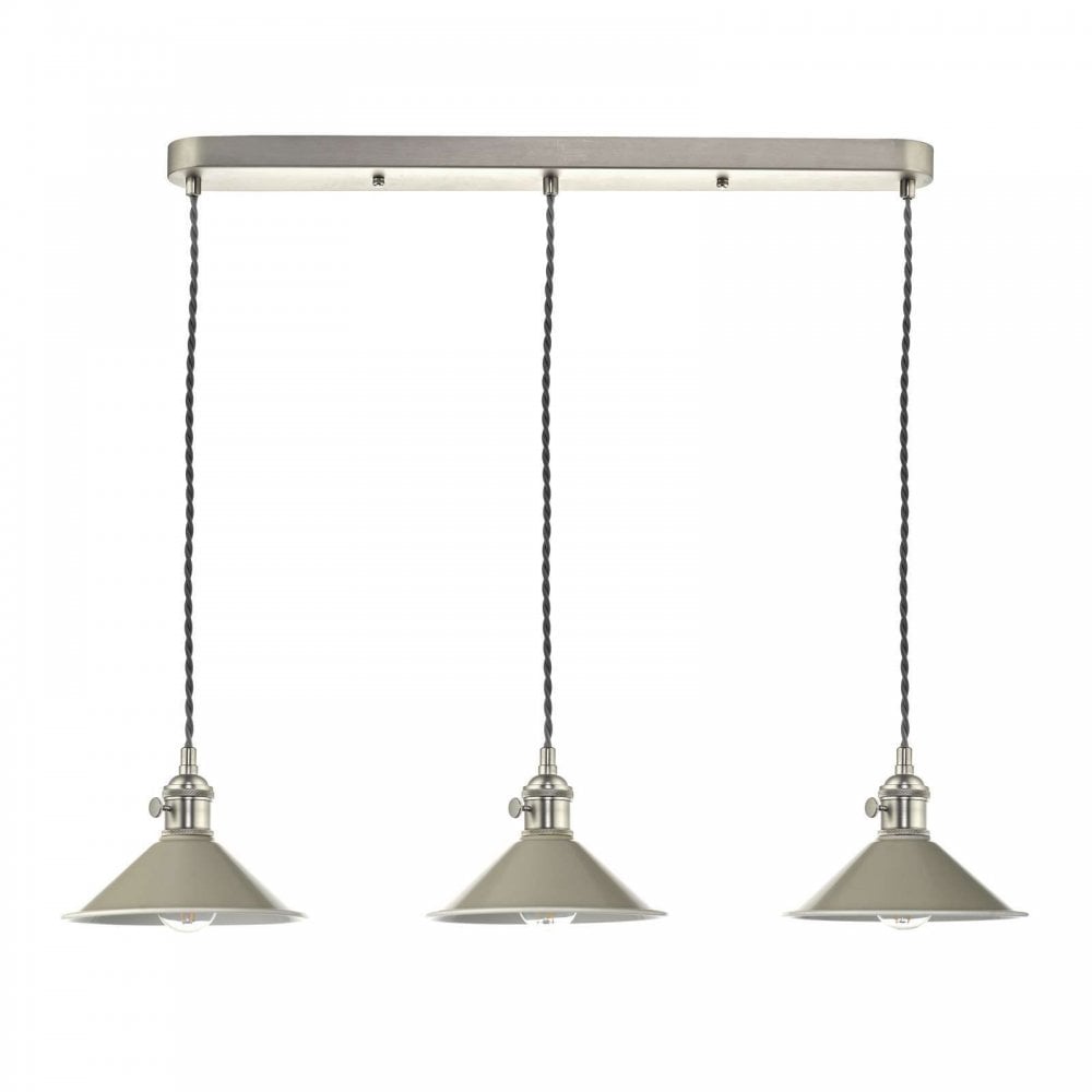 Hadano 3 Light Bar Antique Chrome Fitting C/W Cashmere Shade