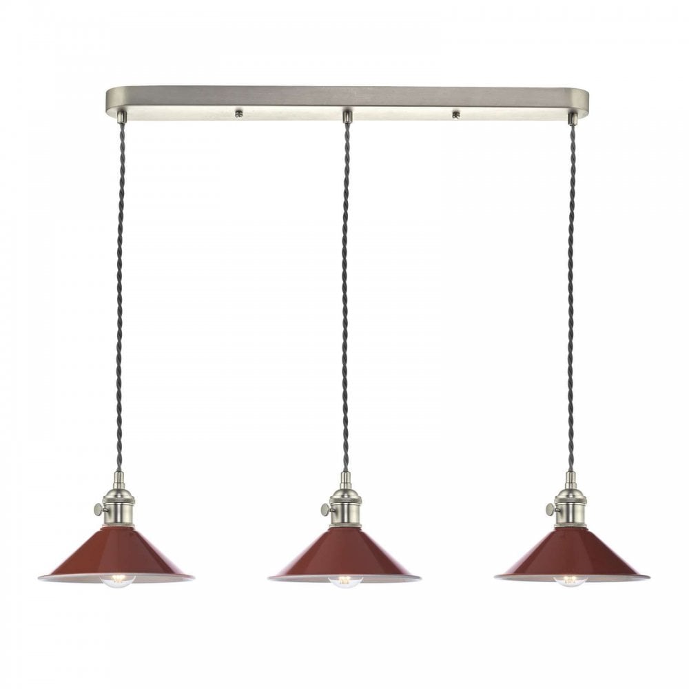 Hadano 3 Light Bar Antique Chrome Fitting Umber Shade