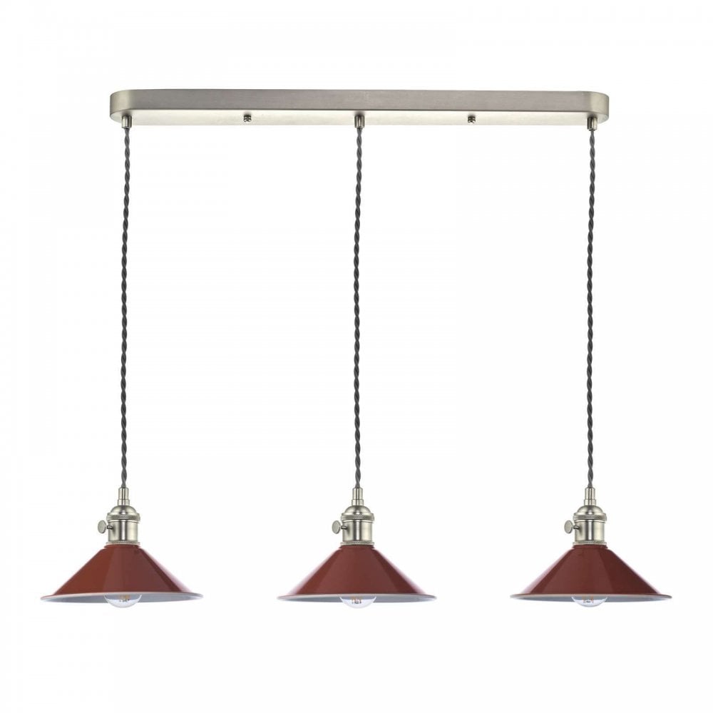 Hadano 3 Light Bar Antique Chrome Fitting Umber Shade