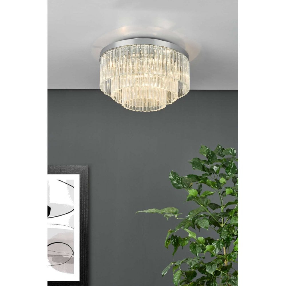 Logan 5 Light Polished Chrome Flush Fiting with Clear Glass