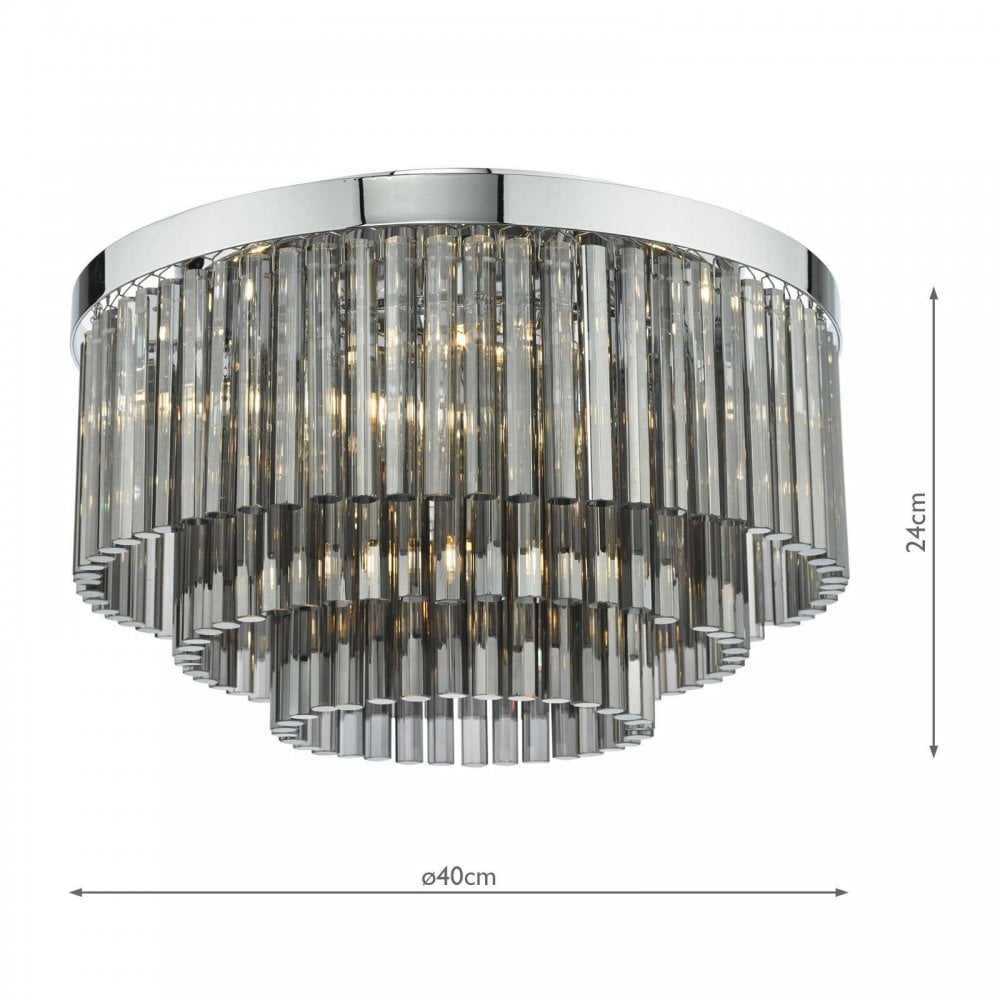 Logan 5 Light Polished Chrome Flush Fitting with Smoked Glass