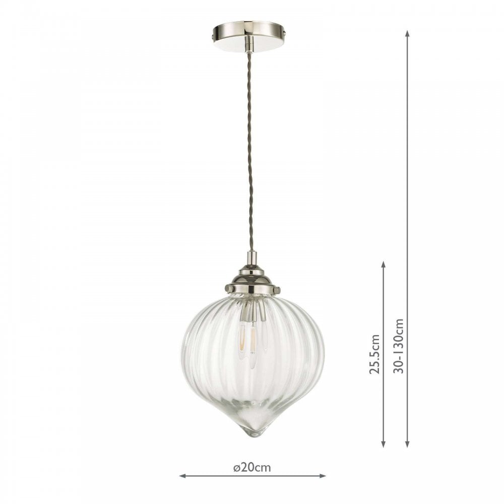 Mya Polished Nickel Pendant with Glass Shade