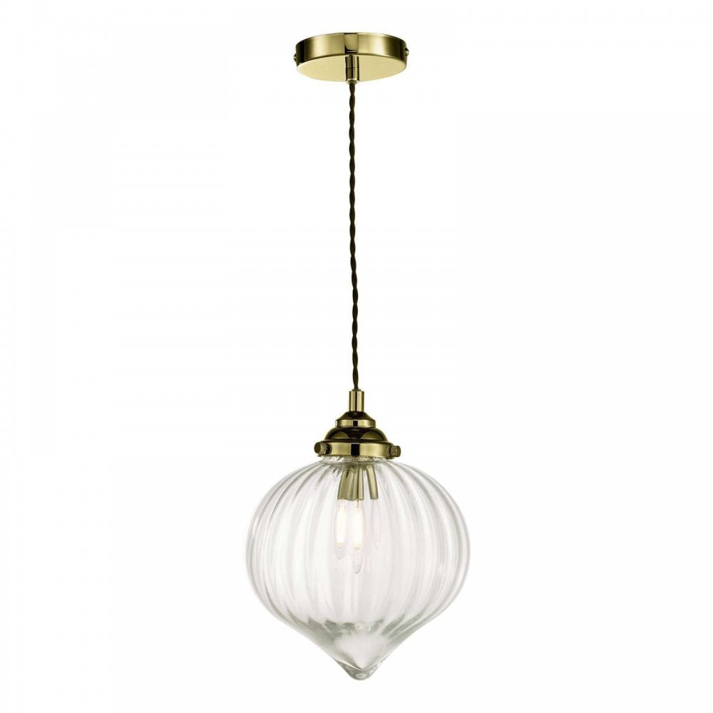 Mya Antique Brass Pendant with Glass Shade