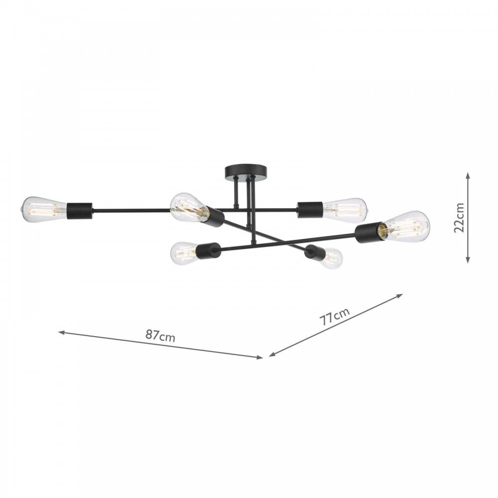 Neve 6 Light Flush Fitting in Matt Black