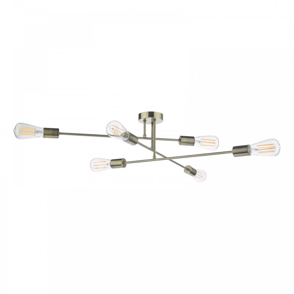 Neve 6 Light Flush Fitting in Antique Brass