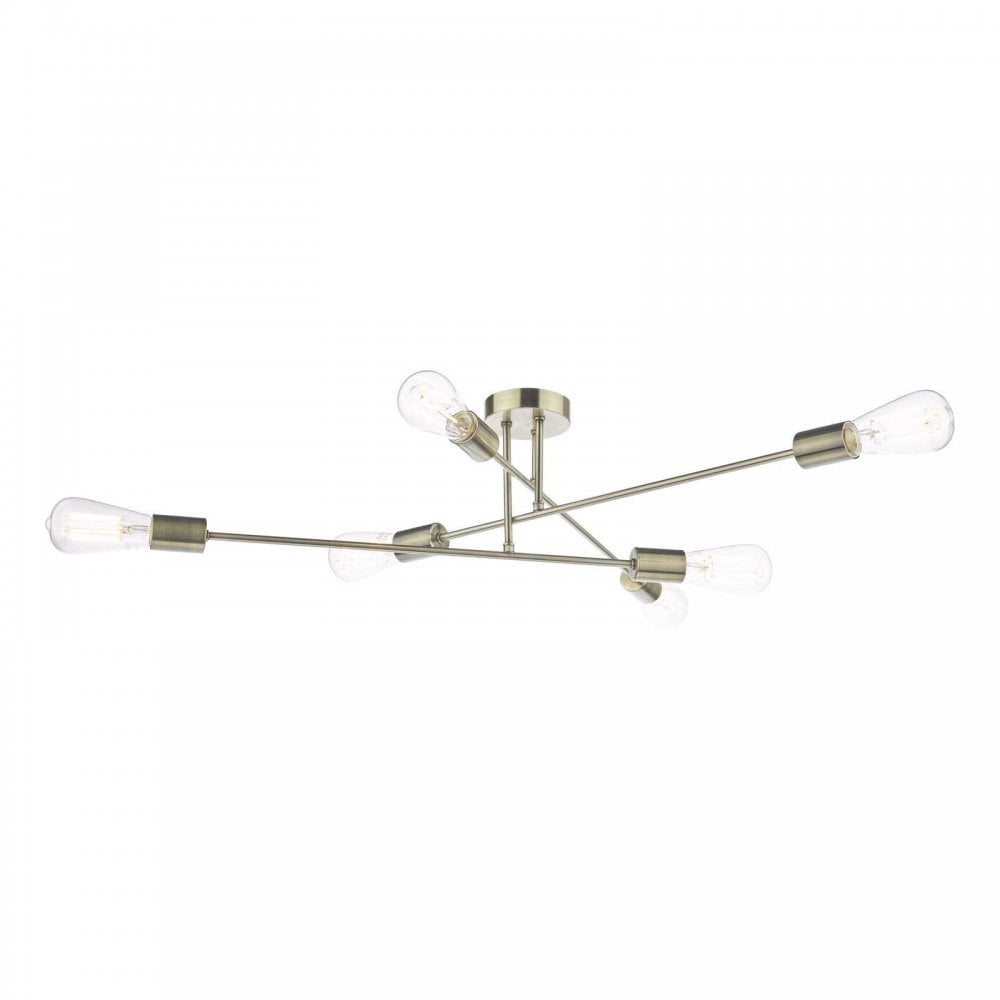Neve 6 Light Flush Fitting in Antique Brass