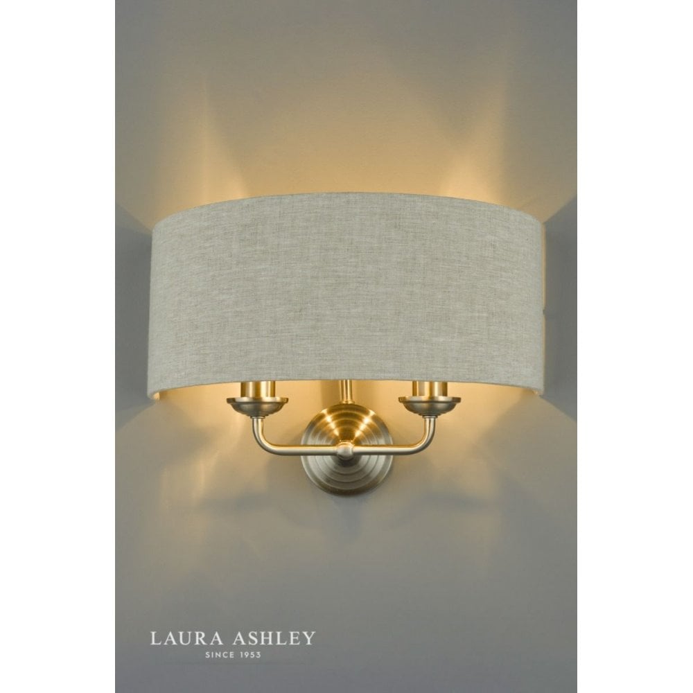 Sorrento Double Wall Light in Brushed Chrome C/W Natural Shade