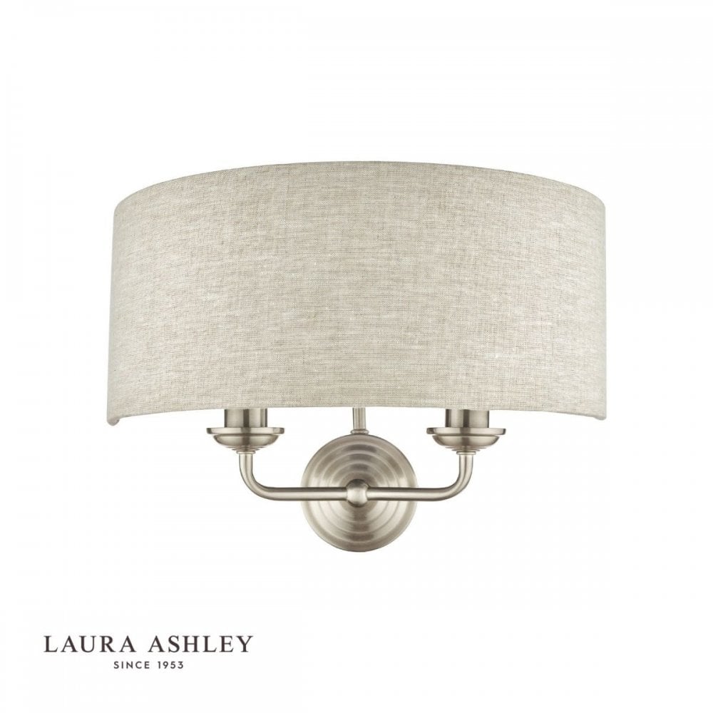 Sorrento Double Wall Light in Brushed Chrome C/W Natural Shade