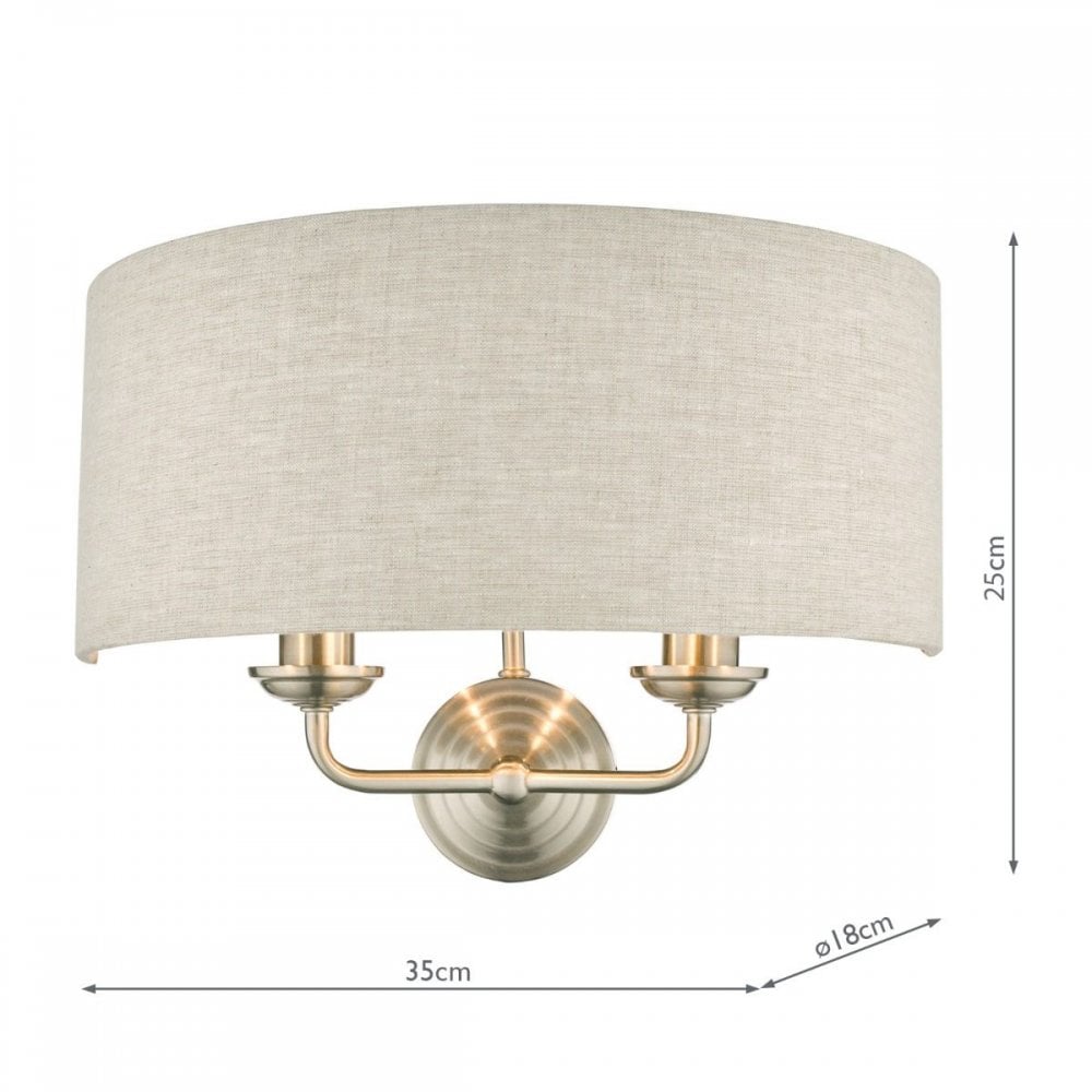 Sorrento Double Wall Light in Brushed Chrome C/W Natural Shade