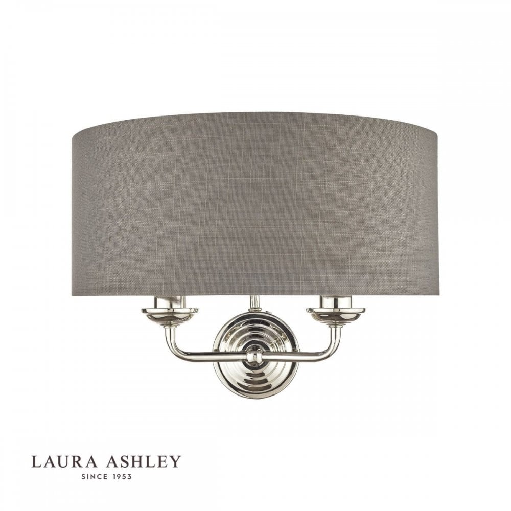 Sorrento Double Wall Light in Polished Nickel C/W Charcoal Shade