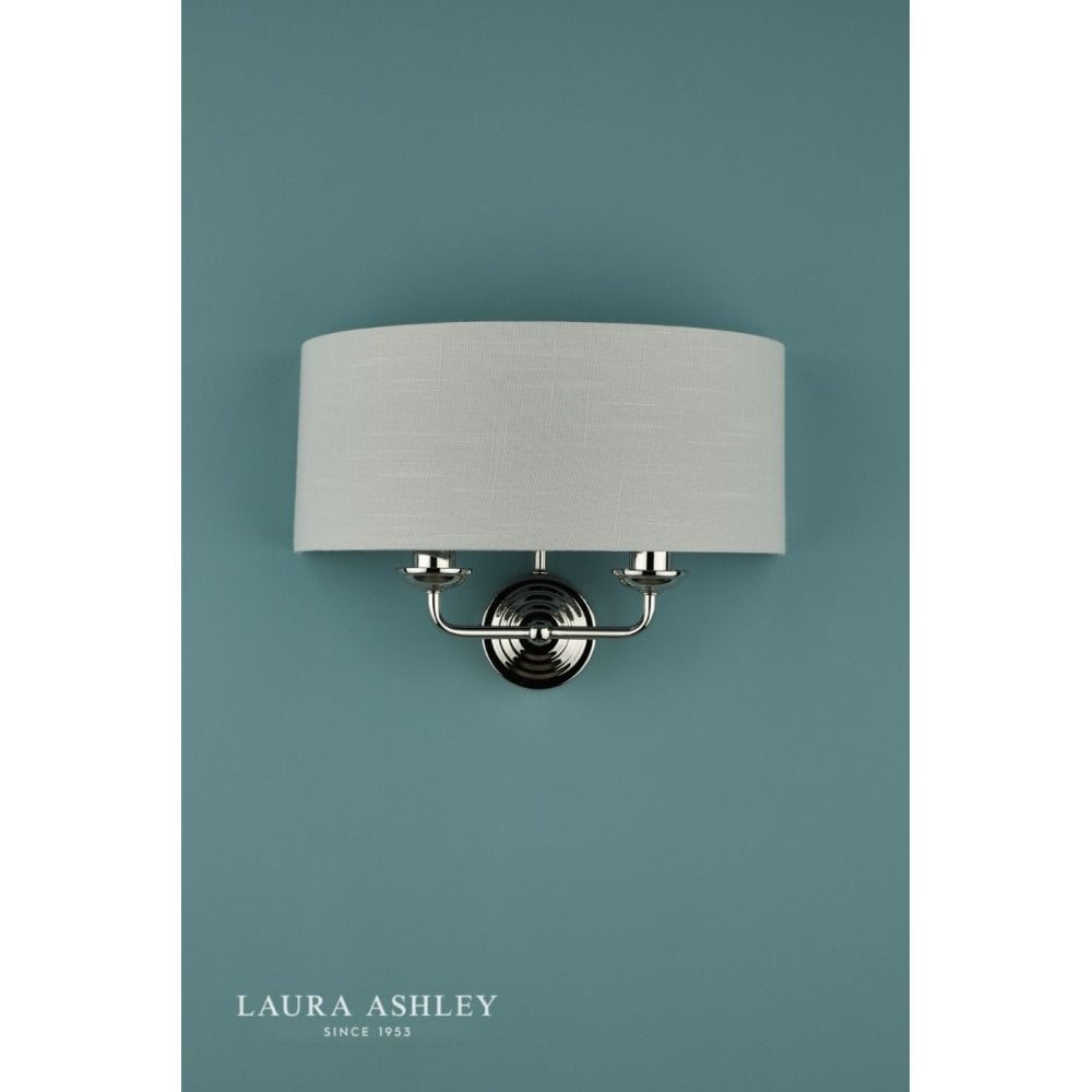 Sorrento Double Wall Light in Polished Nickel C/W Silver Shade