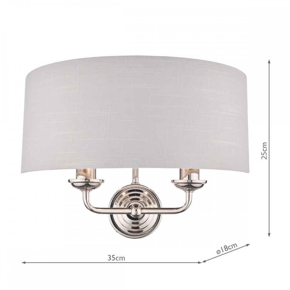 Sorrento Double Wall Light in Polished Nickel C/W Silver Shade