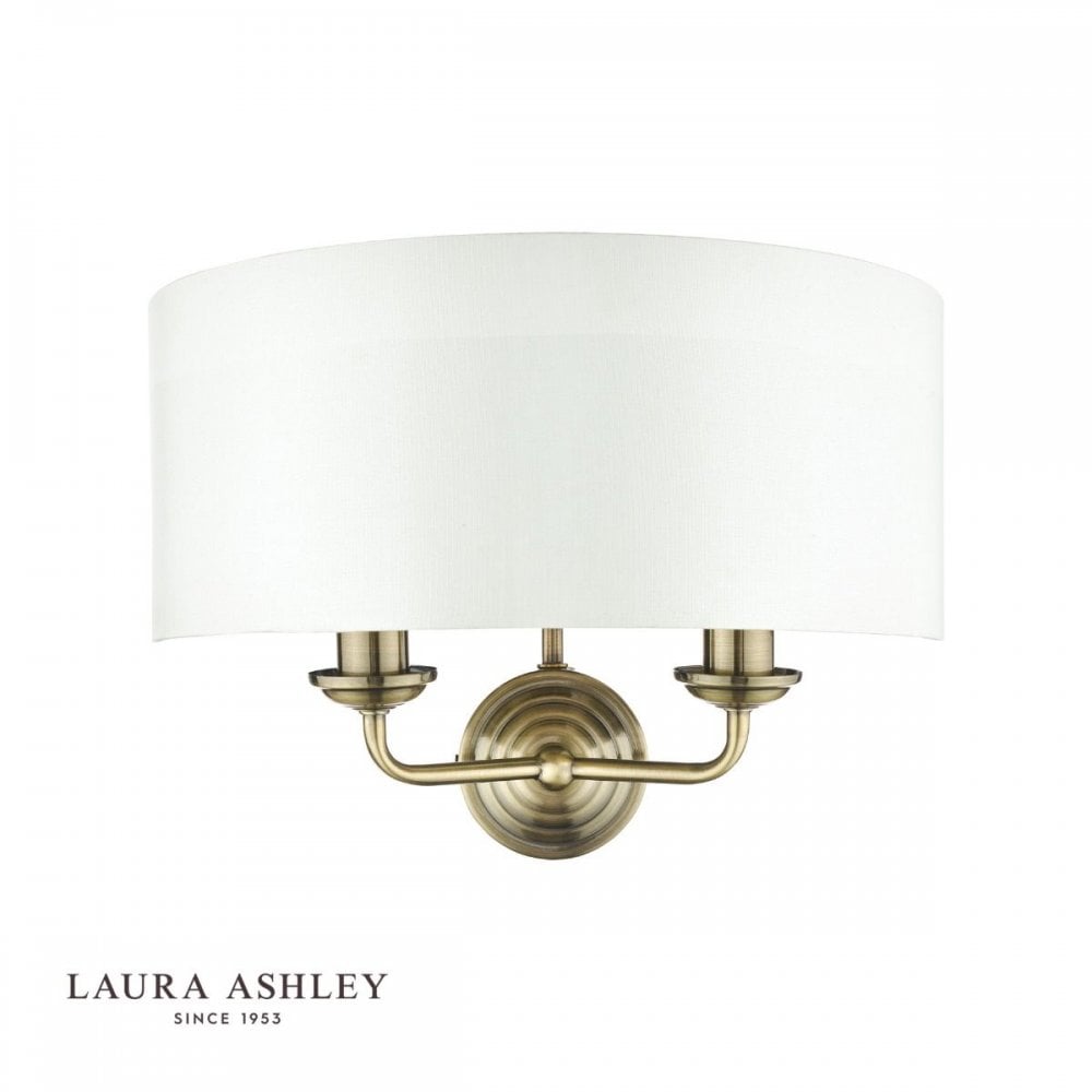 Sorrento Double Wall Light in Antique Brass C/W Ivory Shade