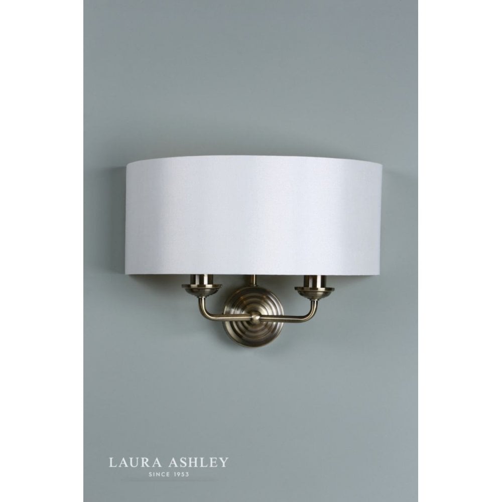 Sorrento Double Wall Light in Antique Brass C/W Ivory Shade