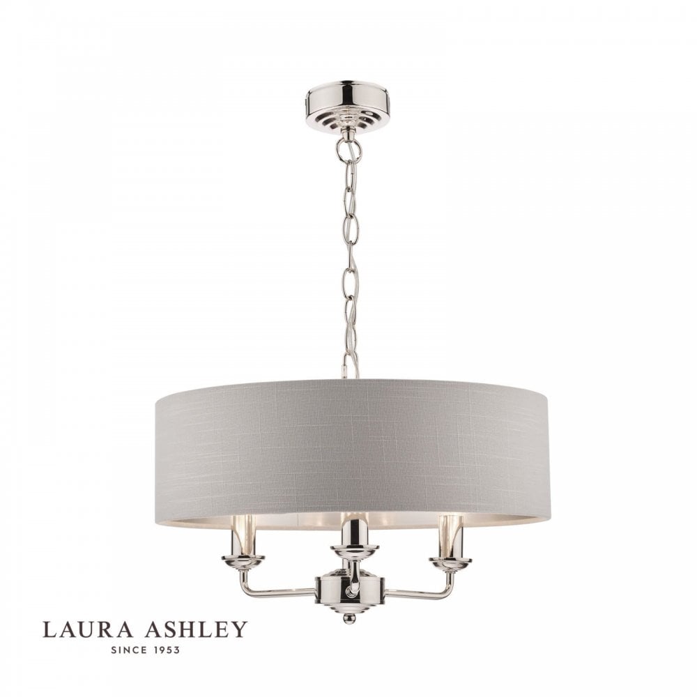 Sorrento 3 Light Pendant in Polished Nickel C/W Silver Shade