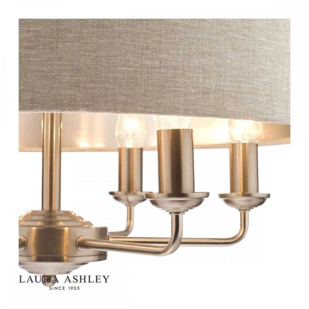 Sorrento 6 Light Pendant in Brushed Chrome C/W Natural Shade