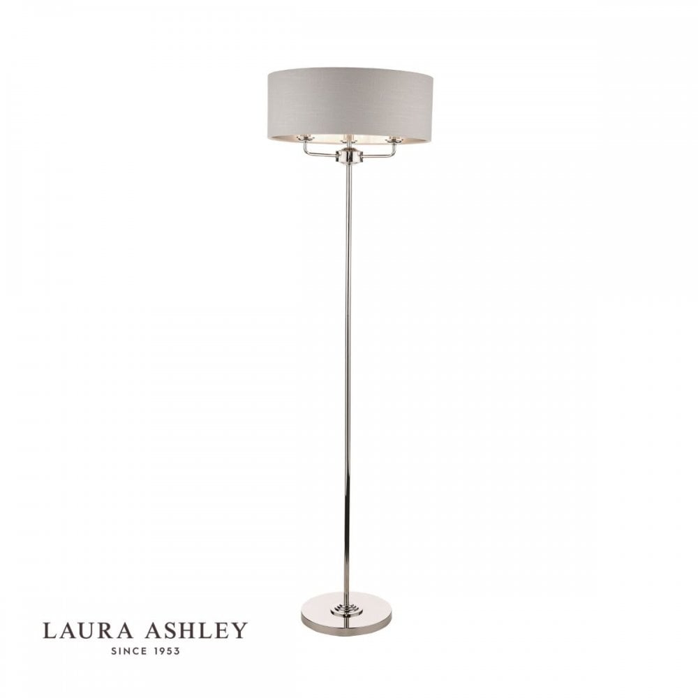 Sorrento Floor Lamp in Polished Nickel C/W Silver Shade