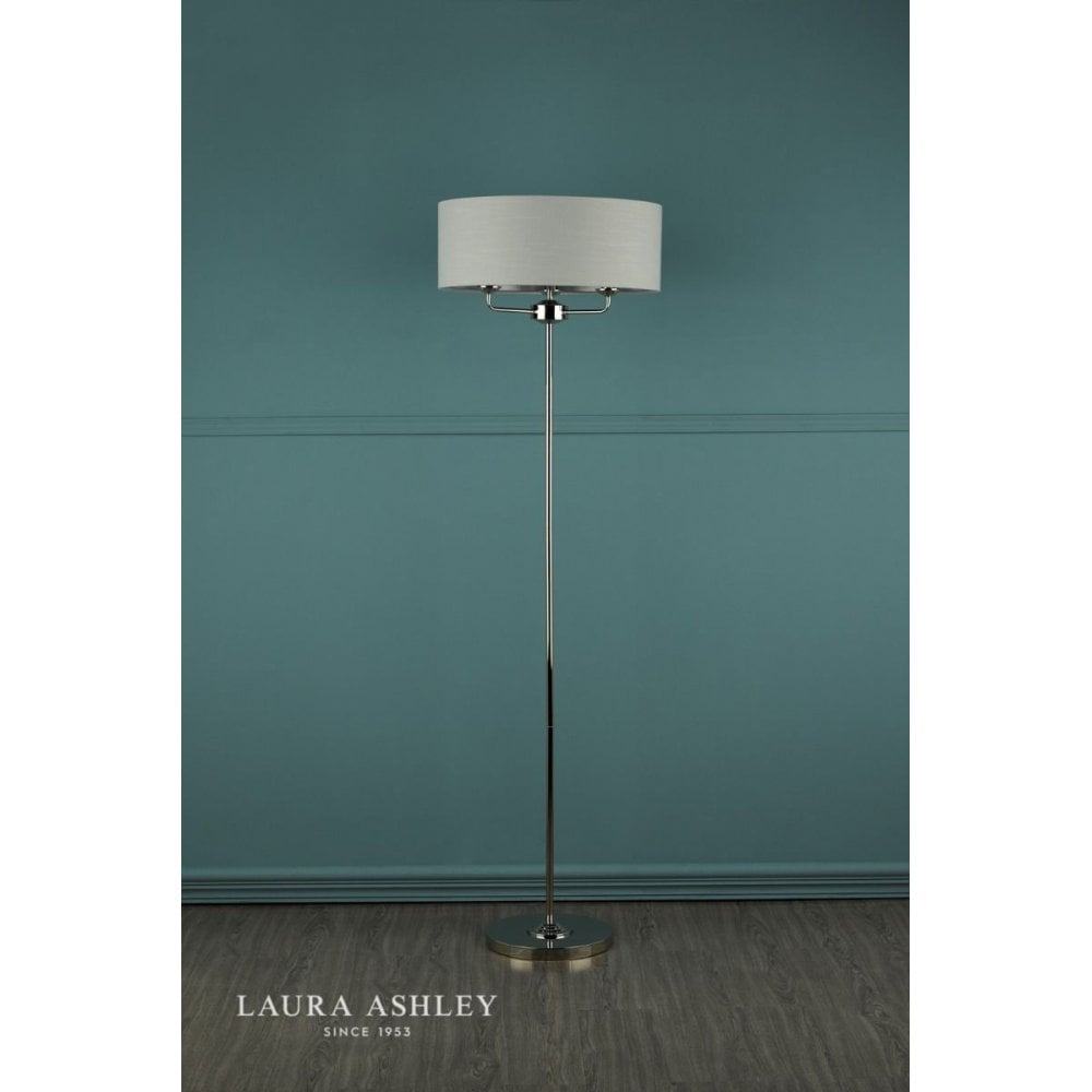 Sorrento Floor Lamp in Polished Nickel C/W Silver Shade