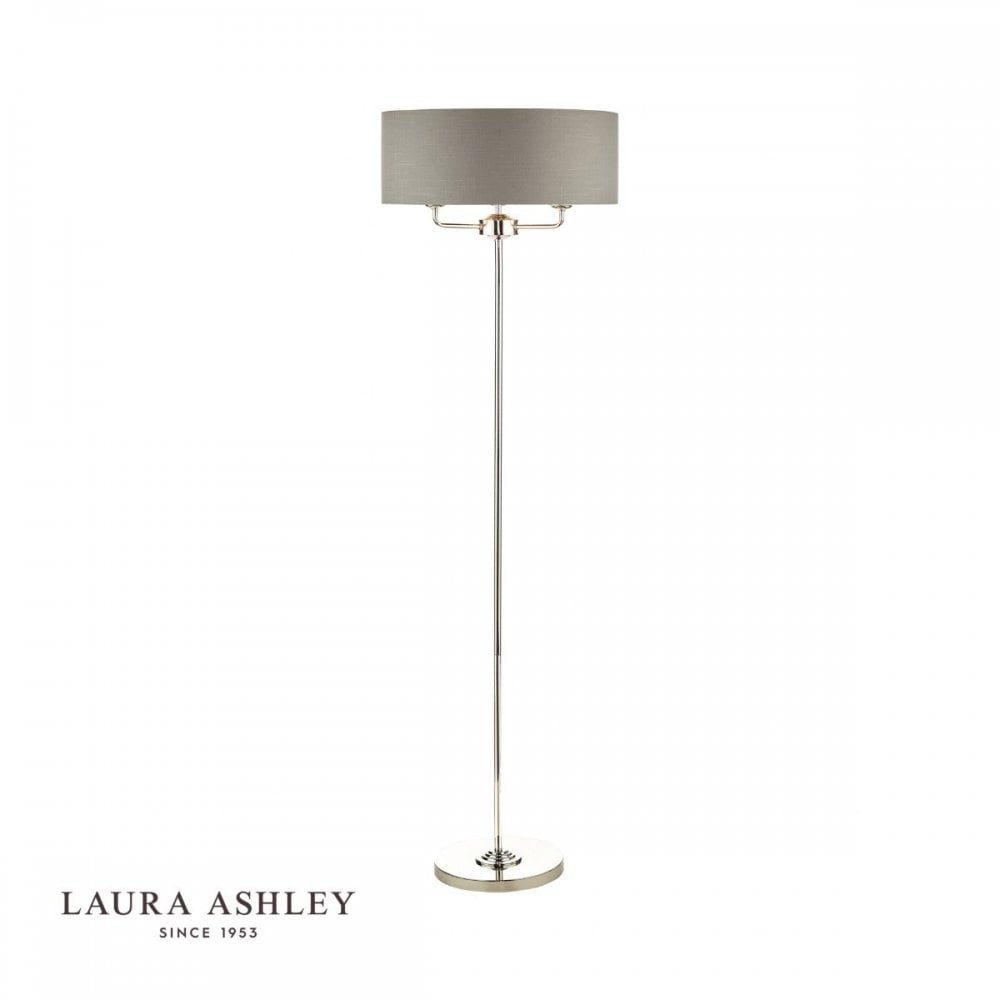 Sorrento Floor Lamp in Polished Nickel C/W Charcoal Shade