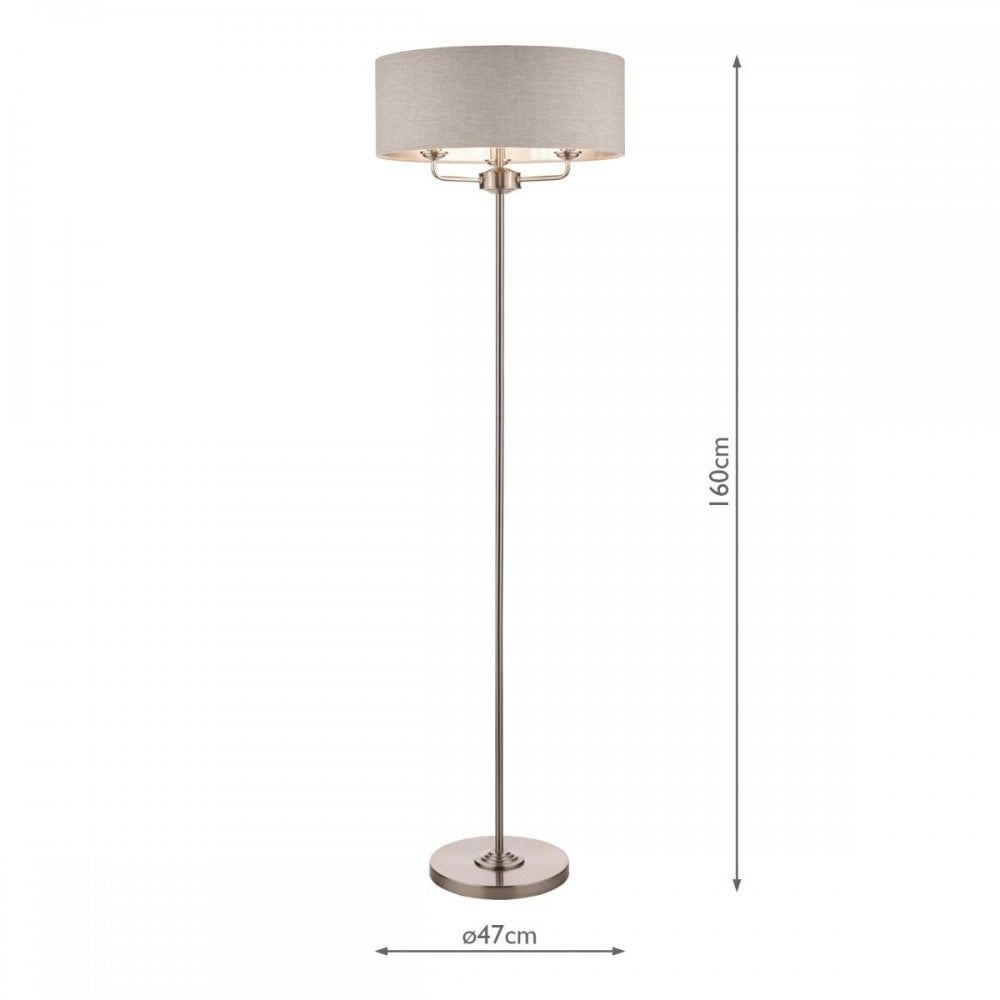 Sorrento Floor Lamp in Brushed Chrome C/W Natural Shade