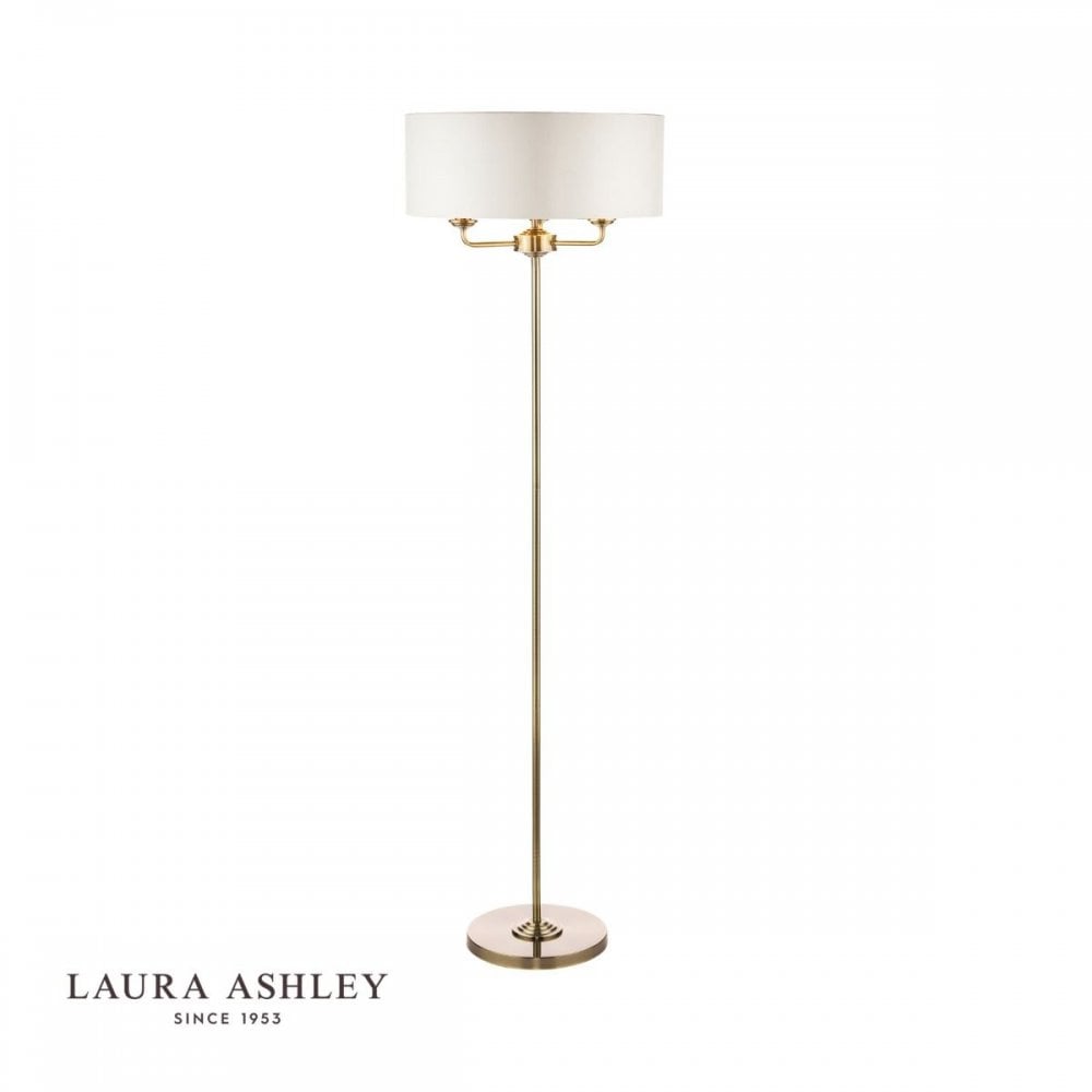 Sorrento Floor Lamp in Antique Brass C/W Ivory Shade