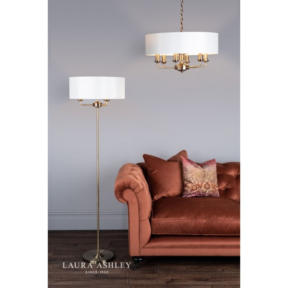 Sorrento Floor Lamp in Antique Brass C/W Ivory Shade