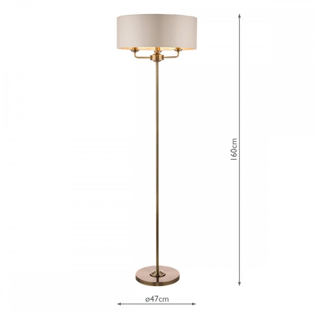 Sorrento Floor Lamp in Antique Brass C/W Ivory Shade