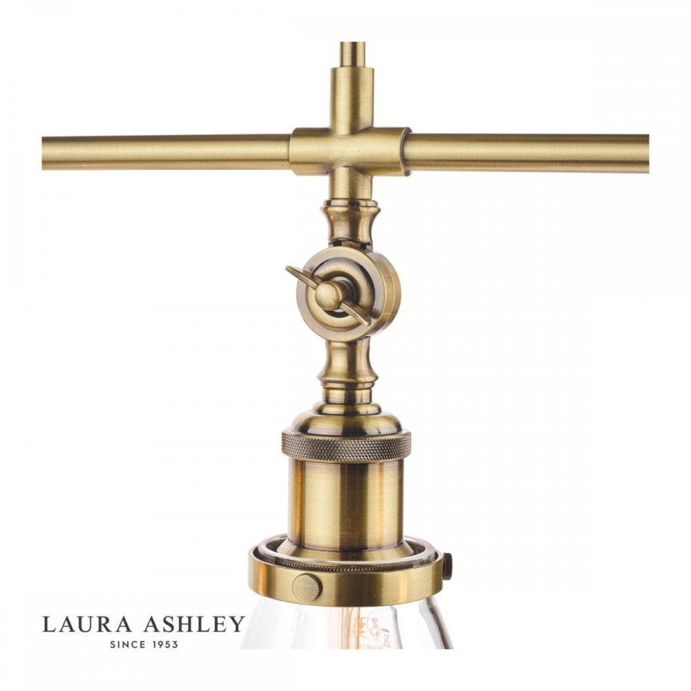 Isaac 3 Light Bar in Antique Brass with Glass Shades