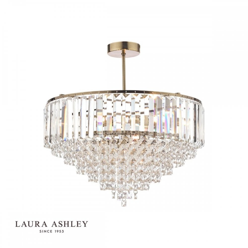 Vienna 5 Light Semi Flush in Antique Brass