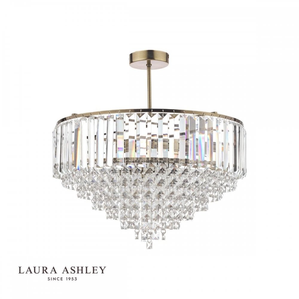 Vienna 5 Light Semi Flush in Antique Brass