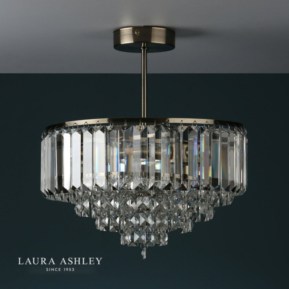 Vienna 3 Light Semi Flush in Antique Brass