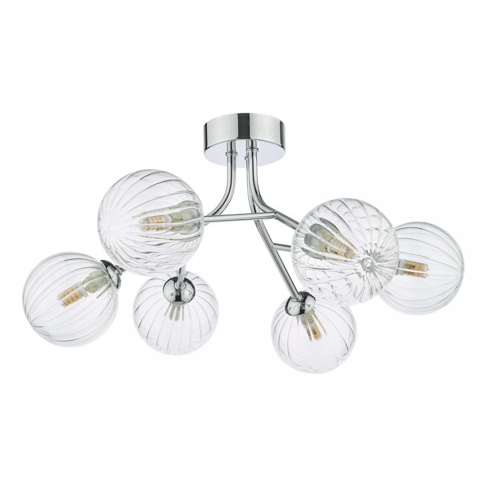 Yiska 6 Light Semi Flush Fitting in Gold Finish