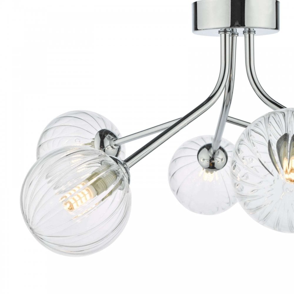 Yiska 6 Light Semi Flush Fitting in Gold Finish