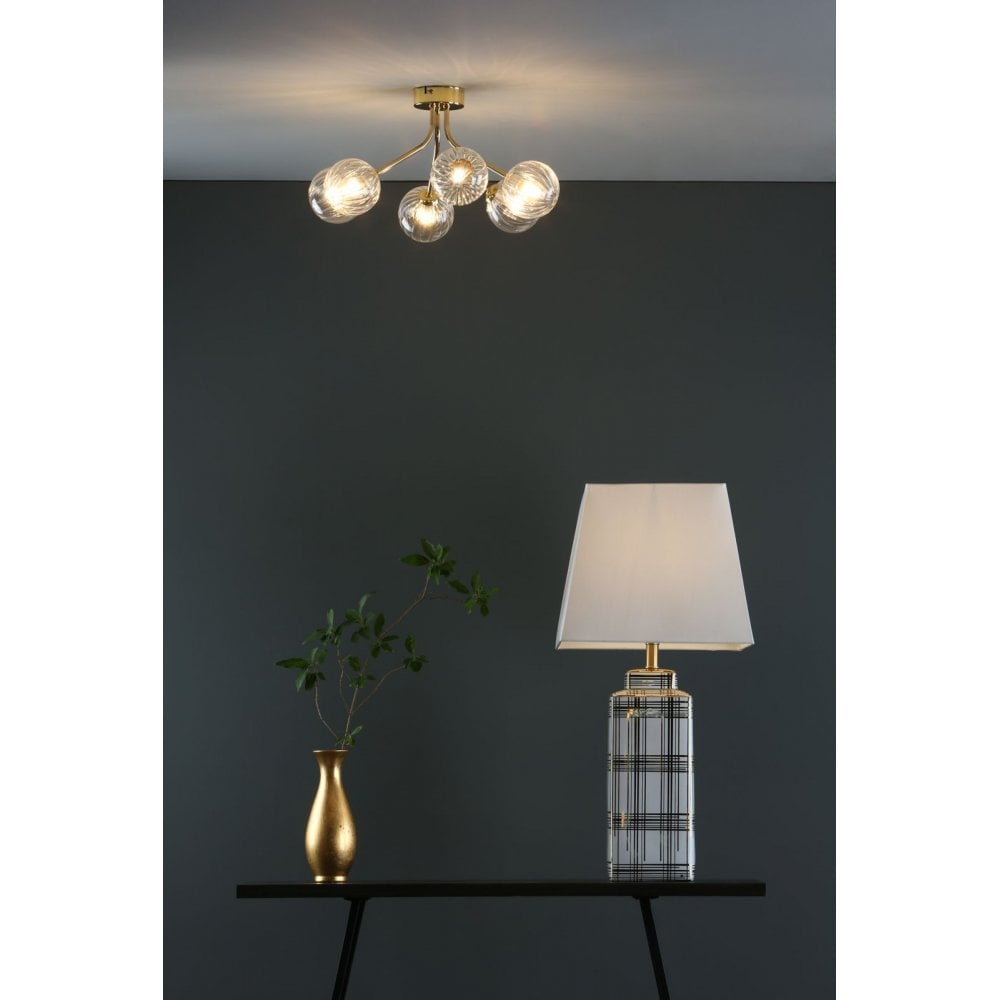 Yiska 6 Light Semi Flush Fitting in Gold Finish