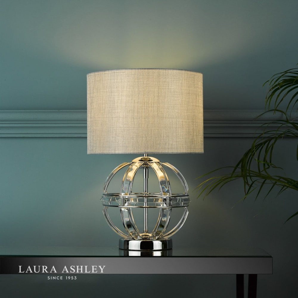 Aidan Polished Chrome & Glass Table Lamp C/W Shade