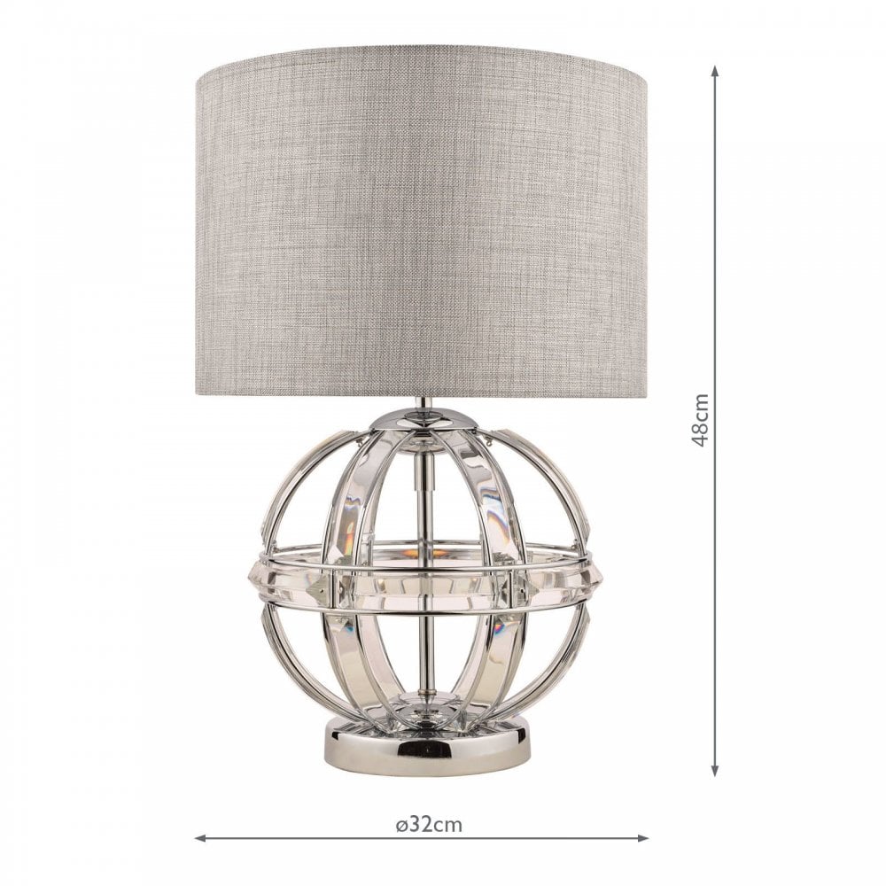Aidan Polished Chrome & Glass Table Lamp C/W Shade