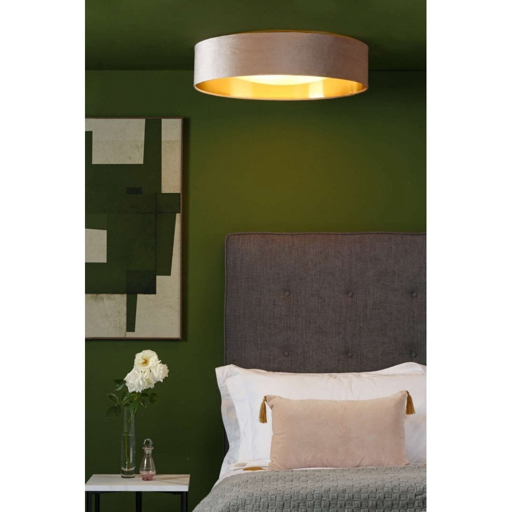 Nysa 3 Light Flush Fitting with Taupe Shade 60cm
