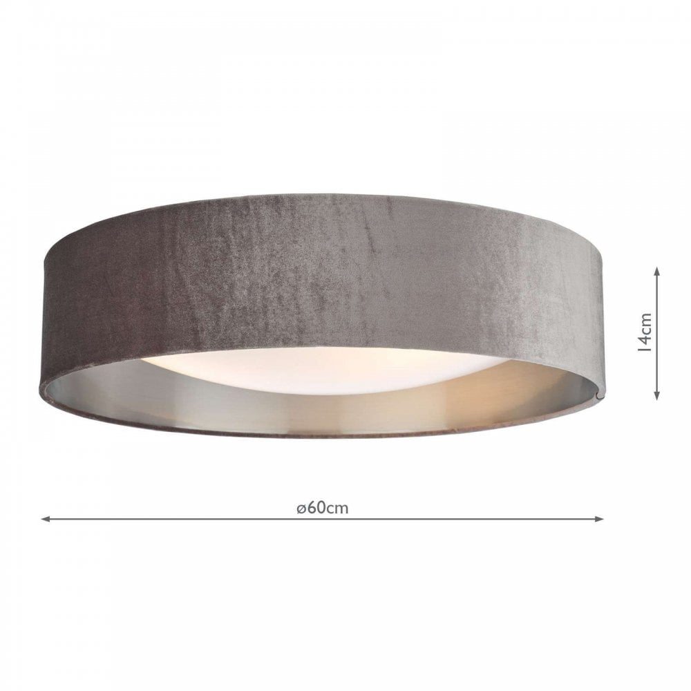 Nysa 3 Light Flush Fitting with Mink Shade 60cm