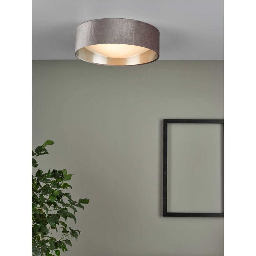 Nysa 2 Light Flush Fitting with Mink Shade 40cm