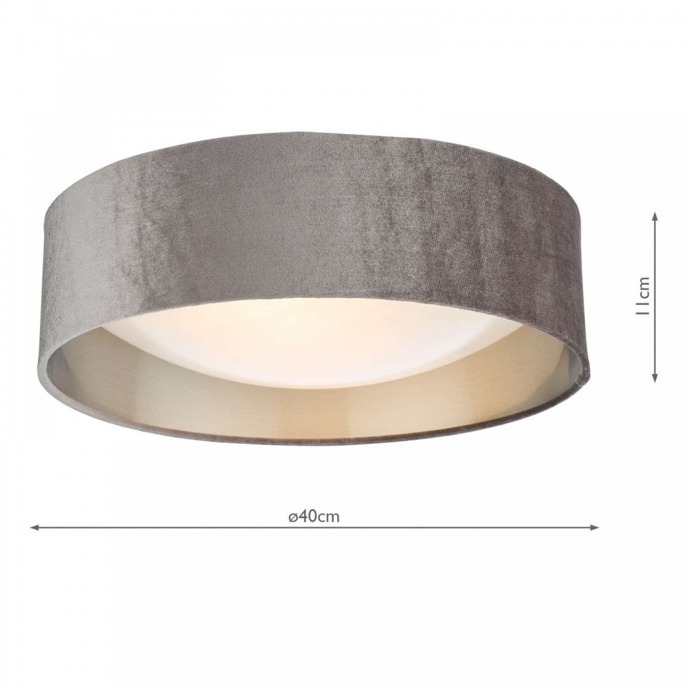 Nysa 2 Light Flush Fitting with Mink Shade 40cm