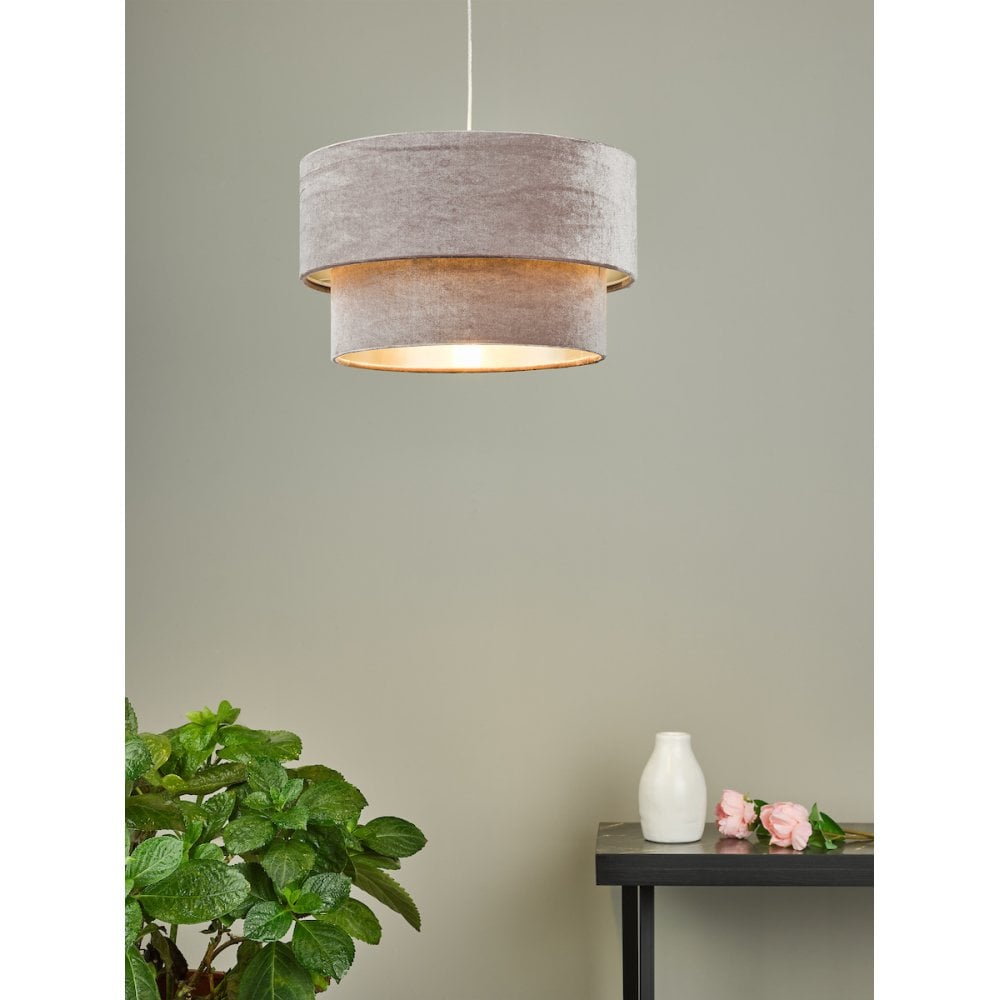 Suvan Mink Tired Velvet Shade with Silver Lining