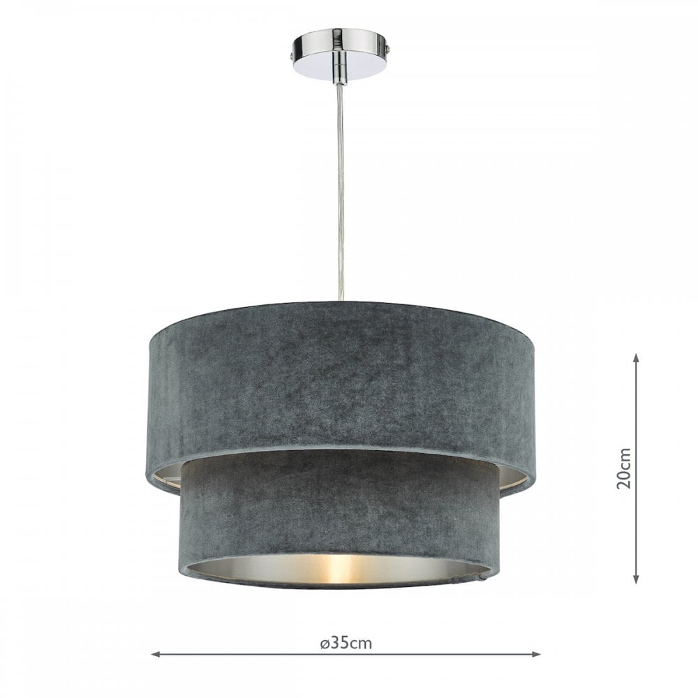 Suvan Cool Grey Tired Velvet Shade with Silver Lining