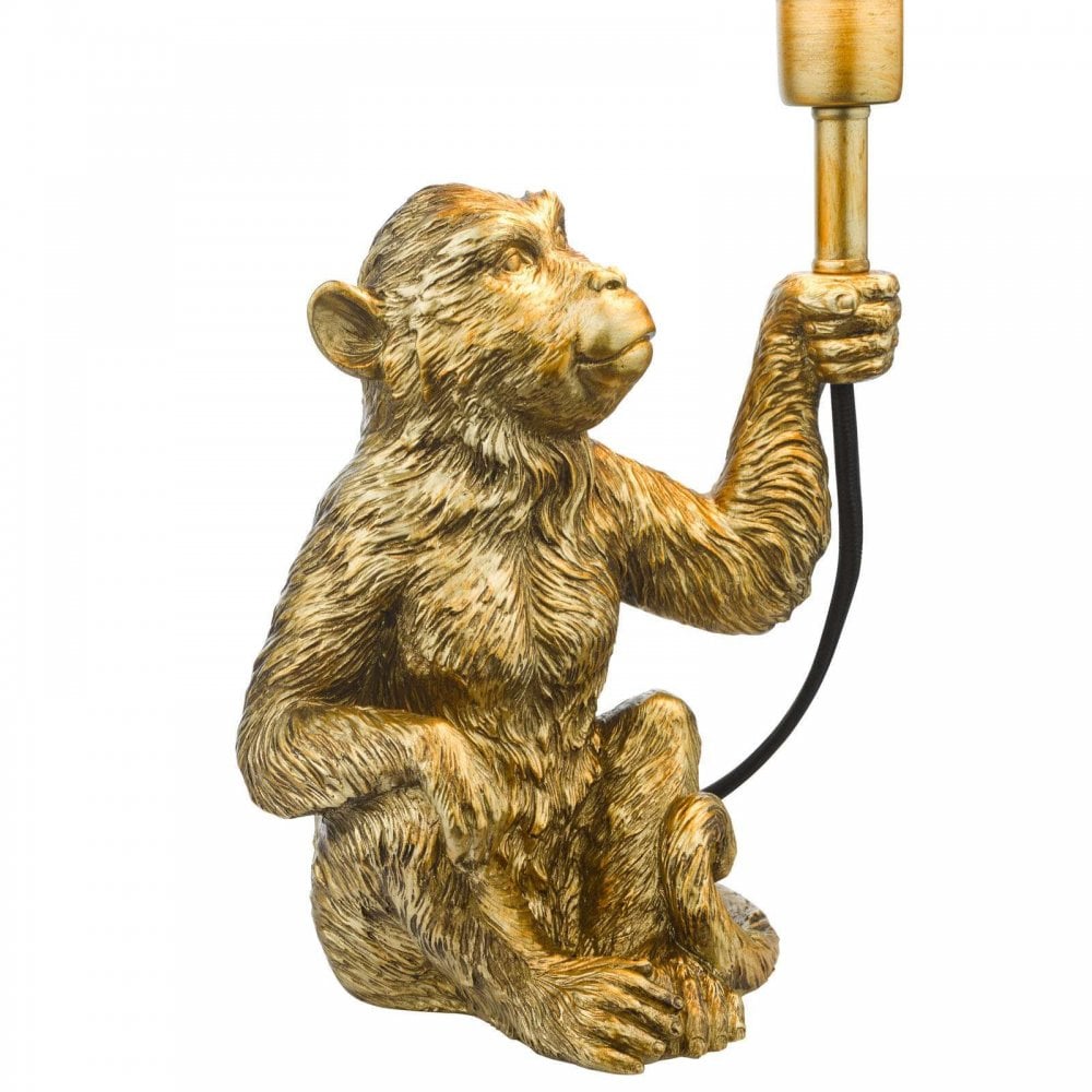 Zira Gold Monkey Table Lamp C/W Black Shade
