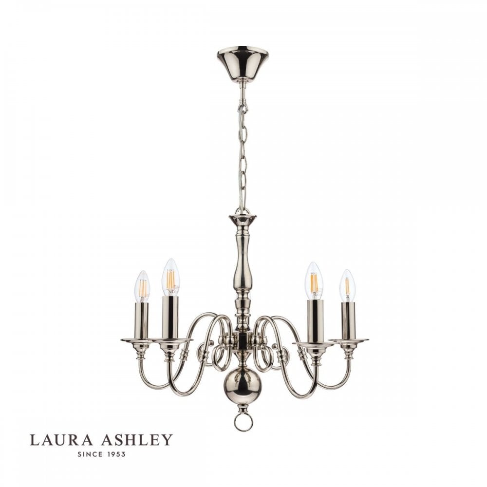 Winchester 5 Light Chandelier in Polished Nickel