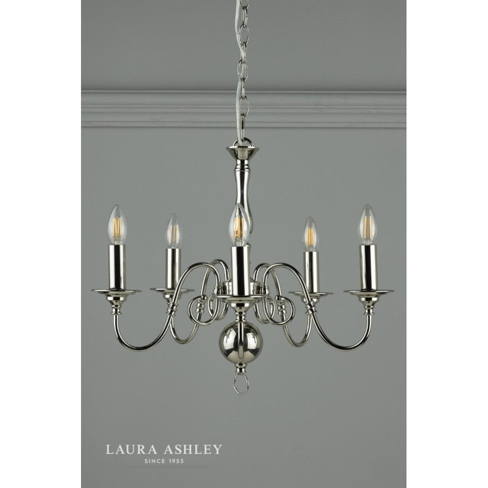Winchester 5 Light Chandelier in Polished Nickel
