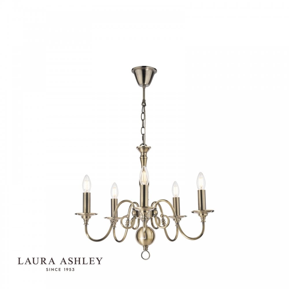 Winchester 5 Light Chandelier in Antique Brass