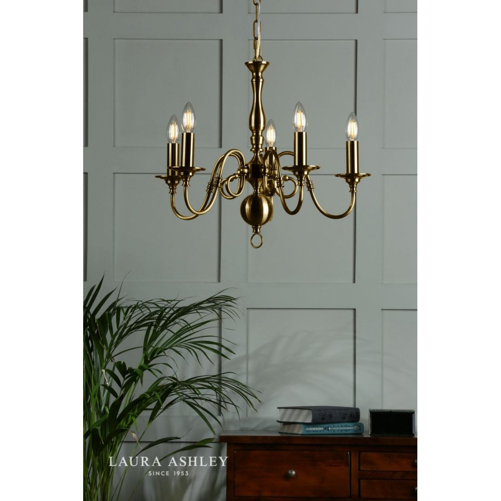 Winchester 5 Light Chandelier in Antique Brass