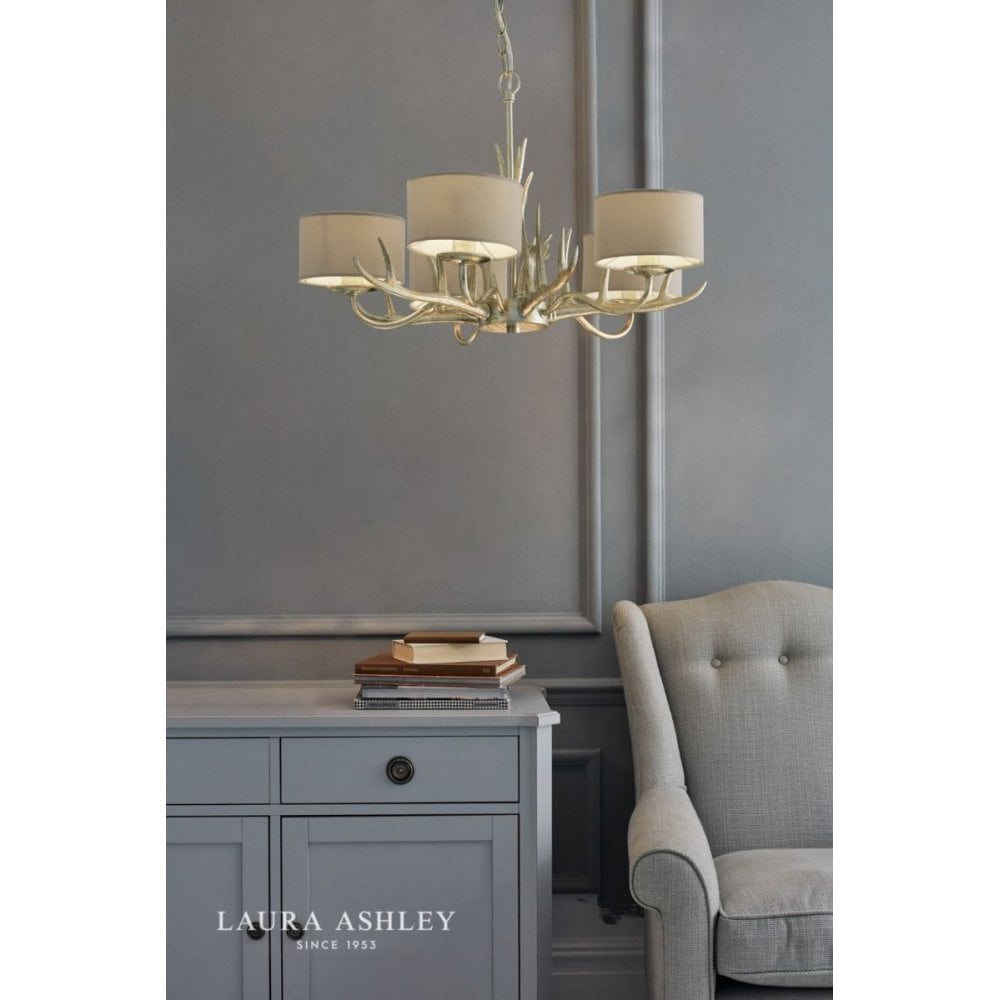 Mulroy 5 light Antler Chandelier Champagne C/W Shades