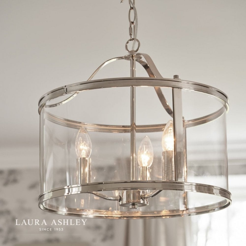 Harrington 3 Light Pendant in Polished Nickel & Glass