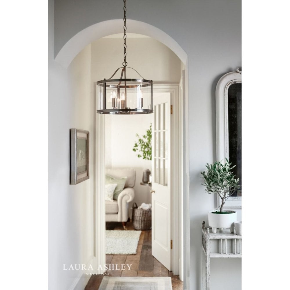 Harrington 3 Light Pendant in Polished Nickel & Glass